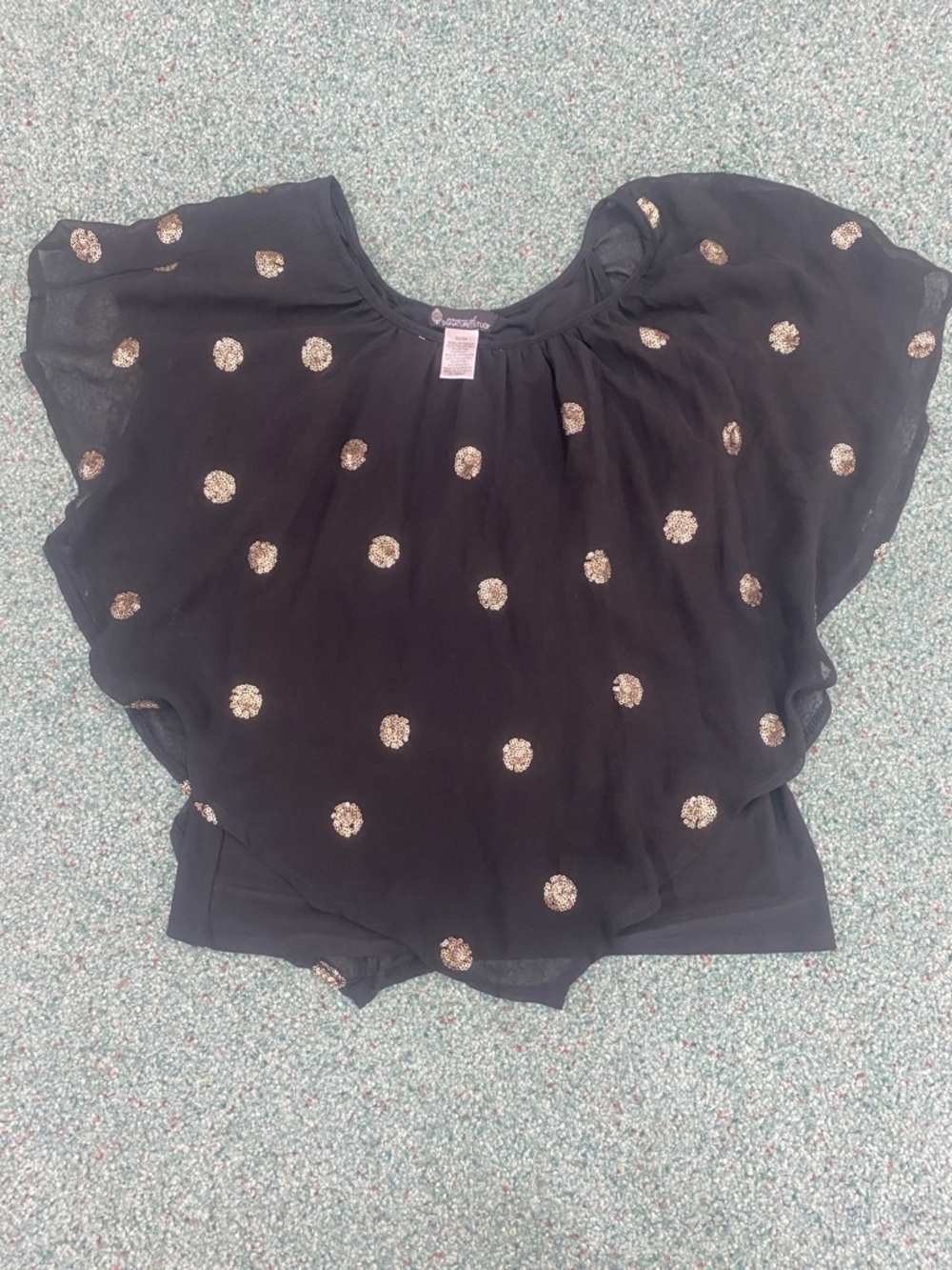 Signature Studio Black Blouse with Gold Sequin Polka Dots